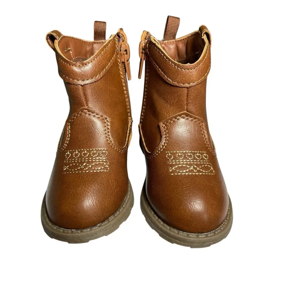 Carter's Girls 5T Toddler Cowgirl Cowboy Boots Delilah Western Brown Zipper NEW!